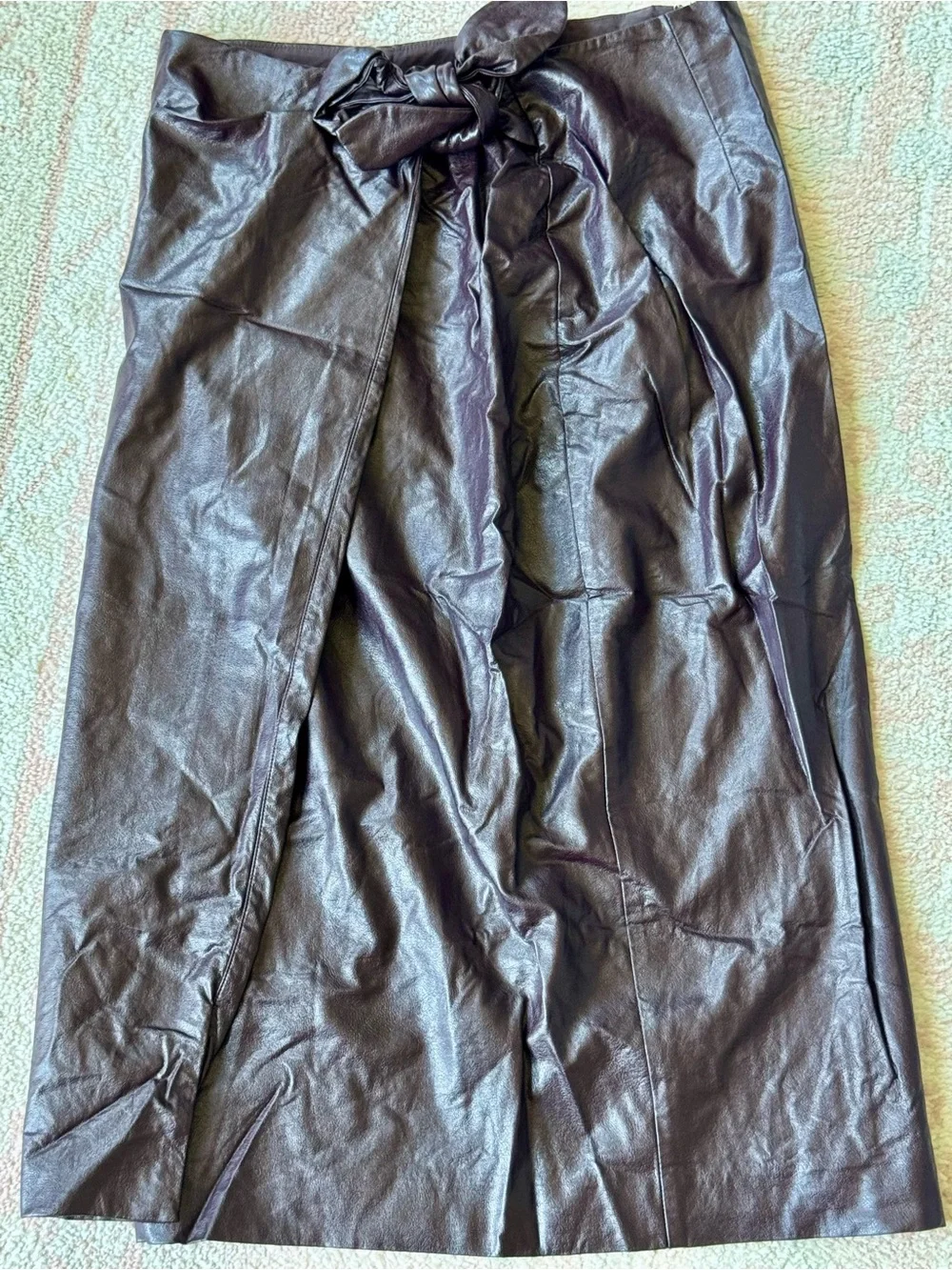 Ann Taylor Faux Leather Midi Skirt in Poised Plum, Size 4